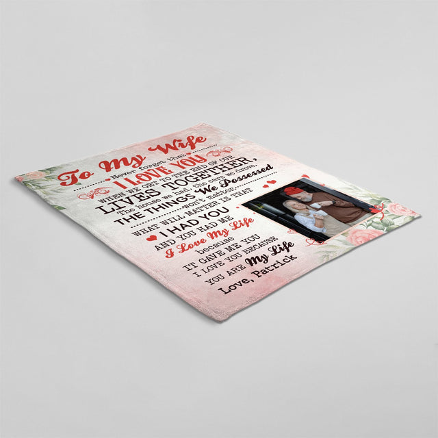To My Wife, Never Forget That I Love You, Custom Photo, Personalized Text Blanket