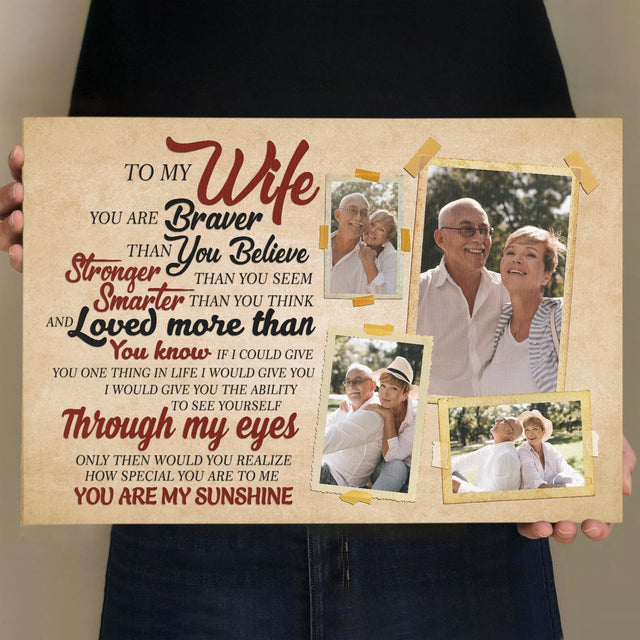 To My Wife, You Are My Sunshine, Custom Photo Canvas Wall Art