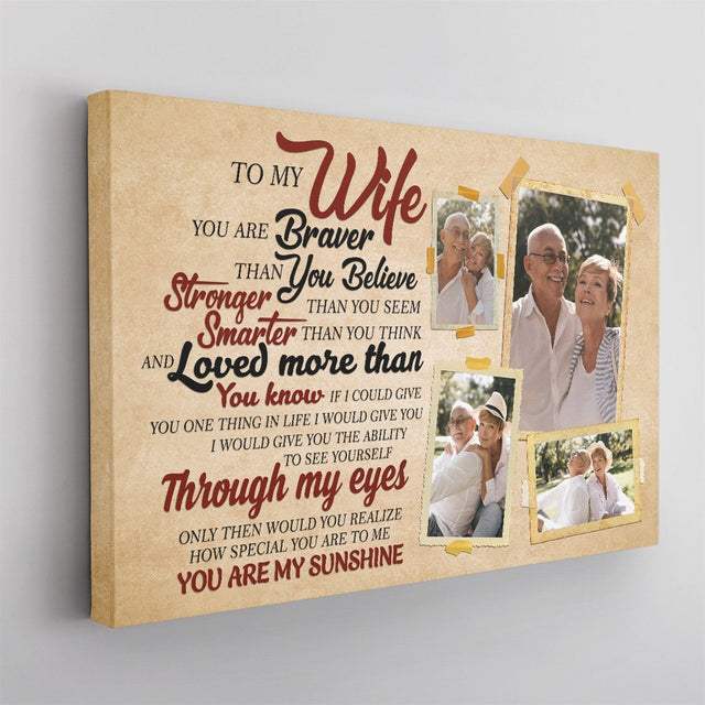 To My Wife, You Are My Sunshine, Custom Photo Canvas Wall Art