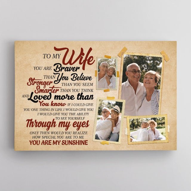 To My Wife, You Are My Sunshine, Custom Photo Canvas Wall Art