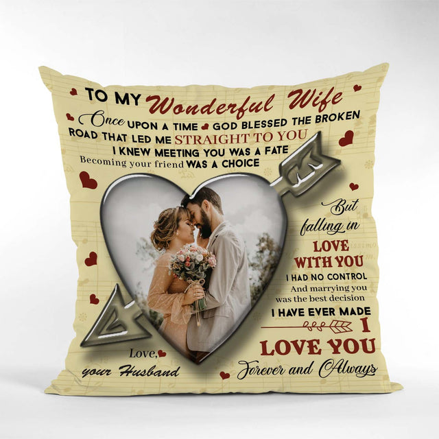 To My Wonderful Wife, I Love You Forevers And Always, Custom Photo And Name Pillow