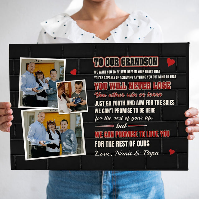 To Our Grandson, Love You To The Rest Of Ours Personalized Name Canvas Wall Art
