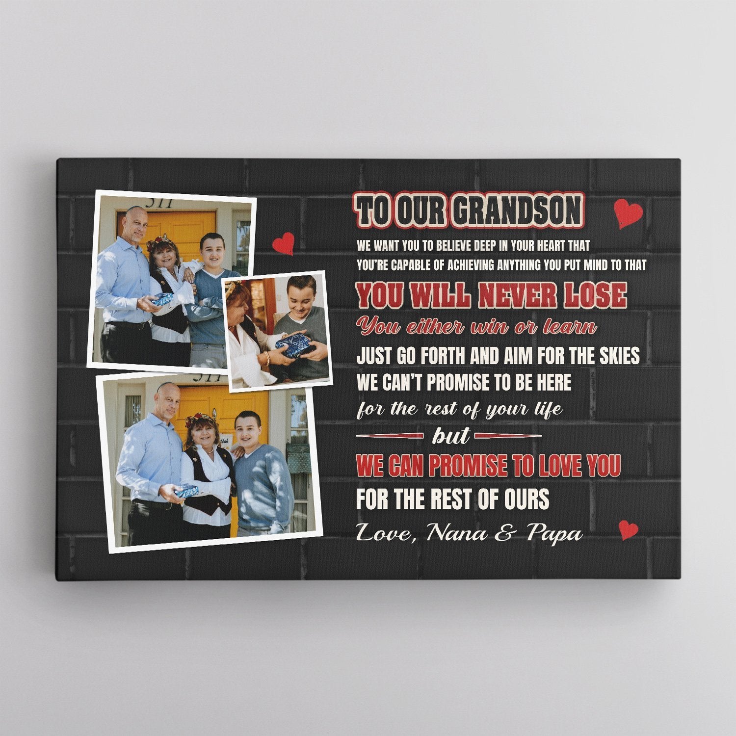 To Our Grandson, Love You To The Rest Of Ours Personalized Name Canvas Wall Art