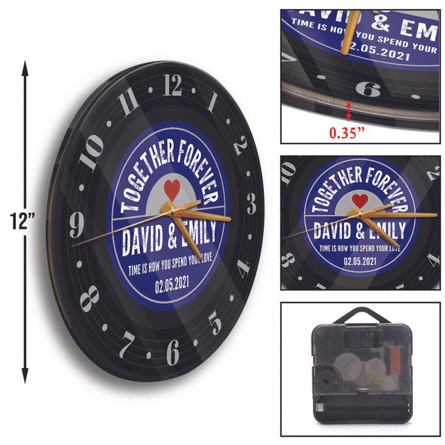 Together Forever, Custom Wall Clock, Personalized Name And Text