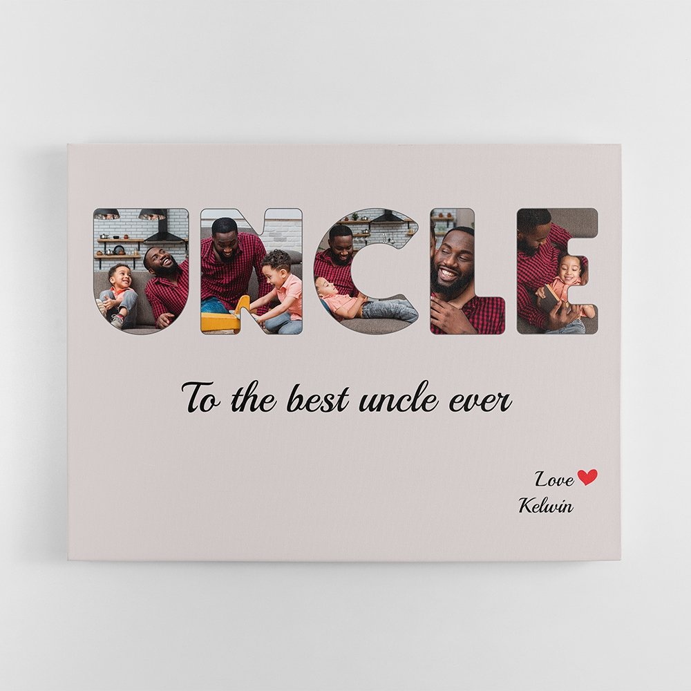Uncle Custom Photo - Personalized Light Grey Background Canvas
