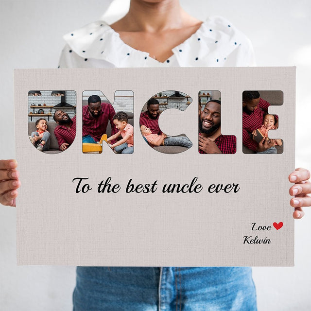 Uncle Custom Photo - Personalized Light Grey Background Canvas