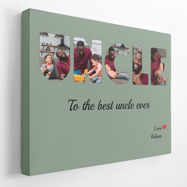 Uncle Custom Photo - Personalized Vintage Green Background Canvas