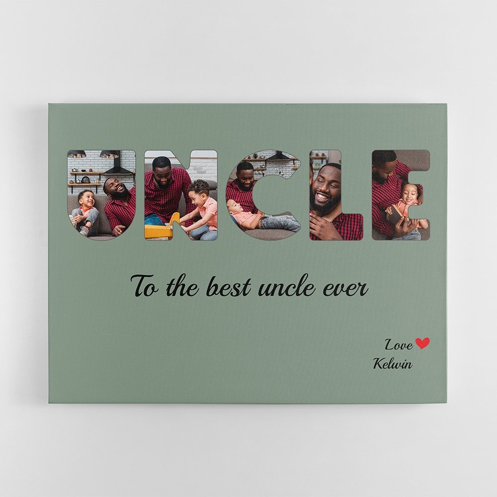 Uncle Custom Photo - Personalized Vintage Green Background Canvas