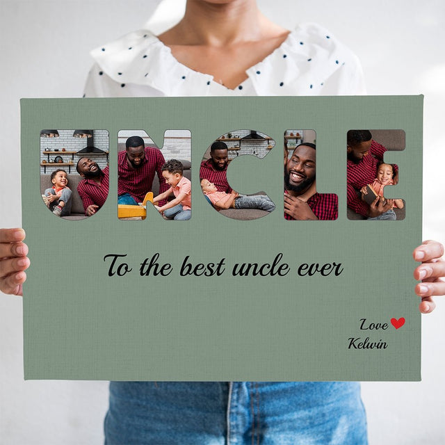 Uncle Custom Photo - Personalized Vintage Green Background Canvas