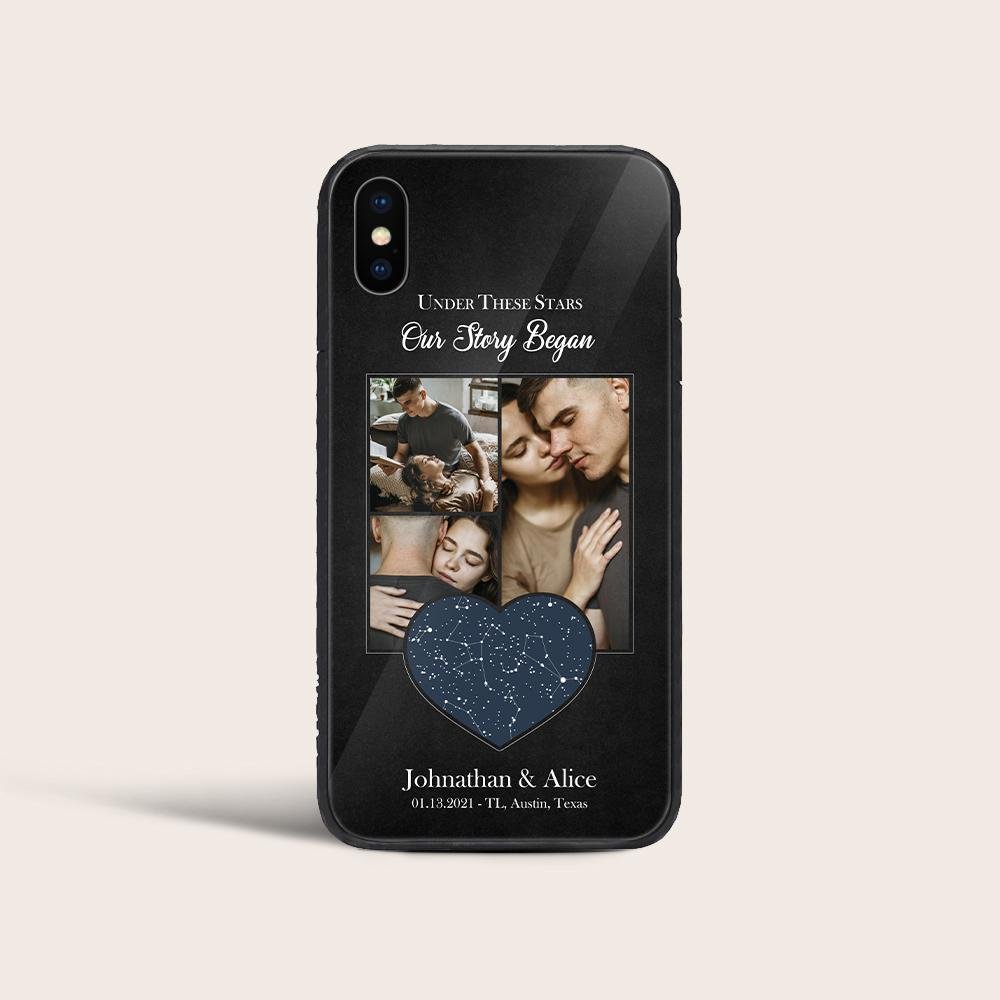 Under These Stars Our Story Began, Custom Star Map And Photo Collage 2 In 1 Phone Case