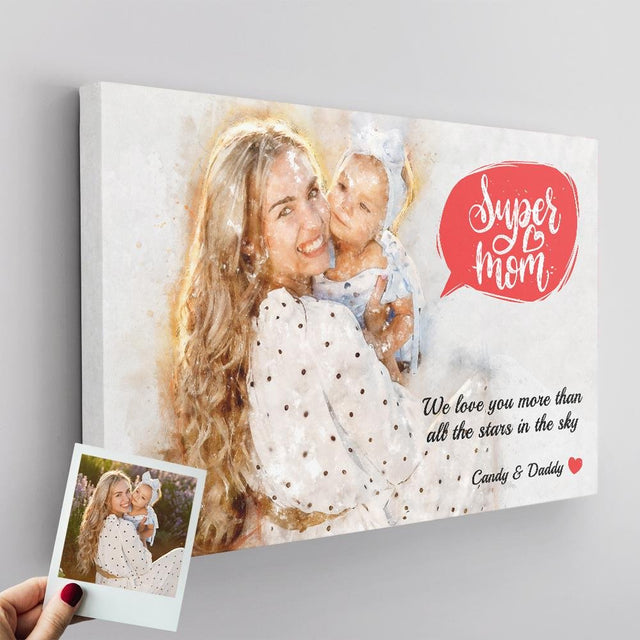 Watercolor Portrait From Photo Canvas Wall Art