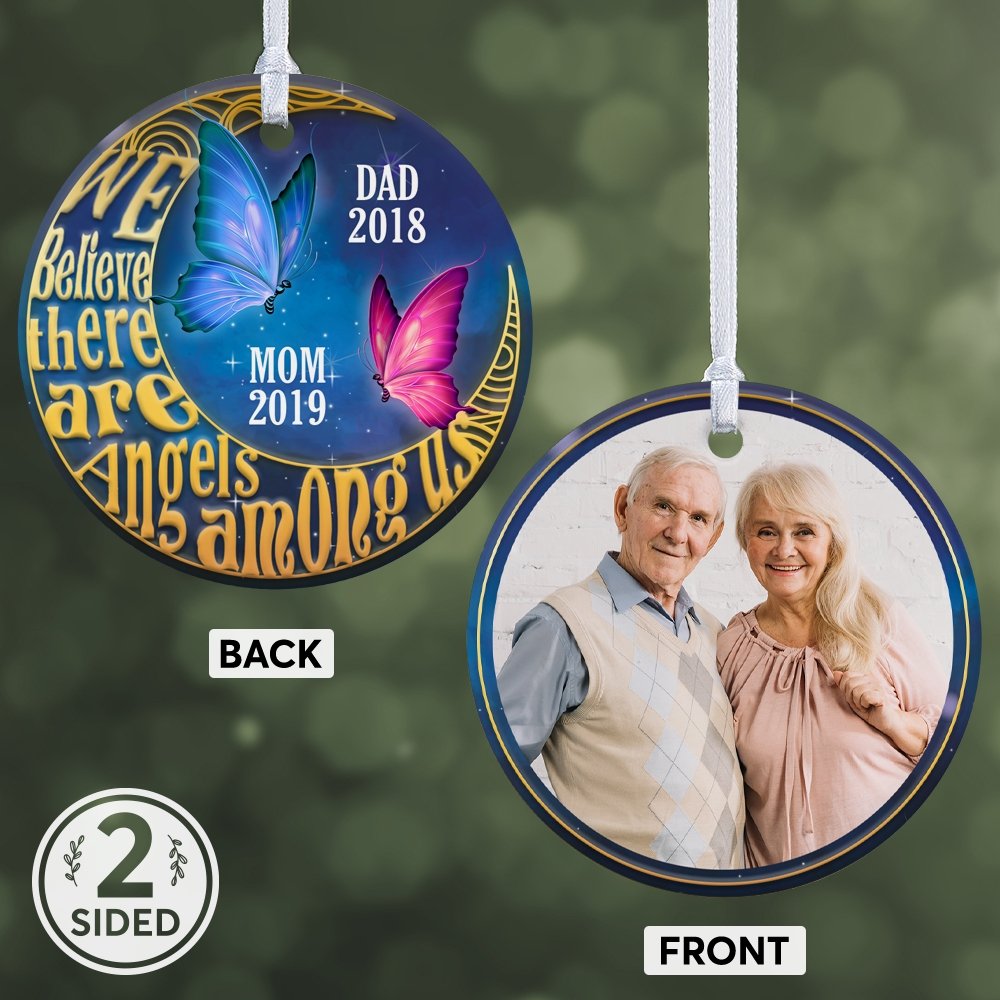 We Believe There Are Angels Among Us Memorial Decorative Christmas Circle Ornament 2 Sided