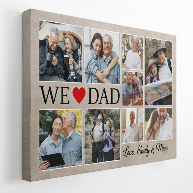 We Love Dad, Custom Photo, 9 Pictures, Canvas Wall Art