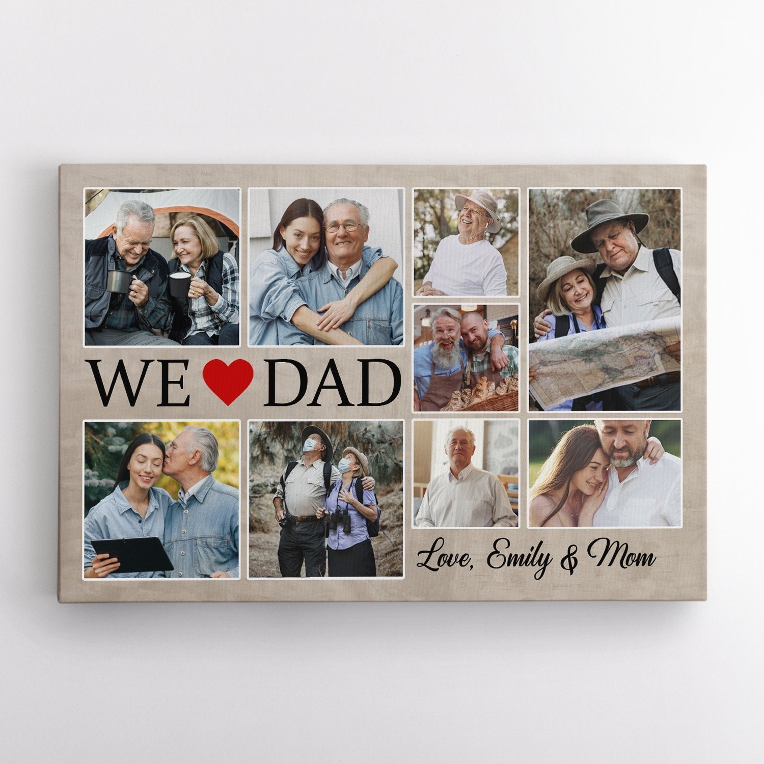 We Love Dad, Custom Photo, 9 Pictures, Canvas Wall Art