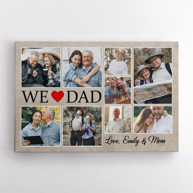 We Love Dad, Custom Photo, 9 Pictures, Canvas Wall Art