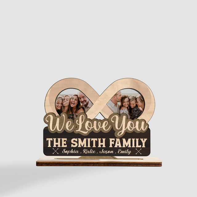 We Love You, Custom Photo, Infinity Shape, Wooden Plaque 3 Layers