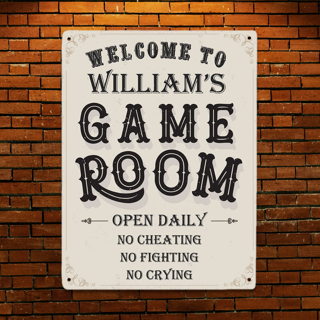 Welcome To Game Room, Custom Metal Signs