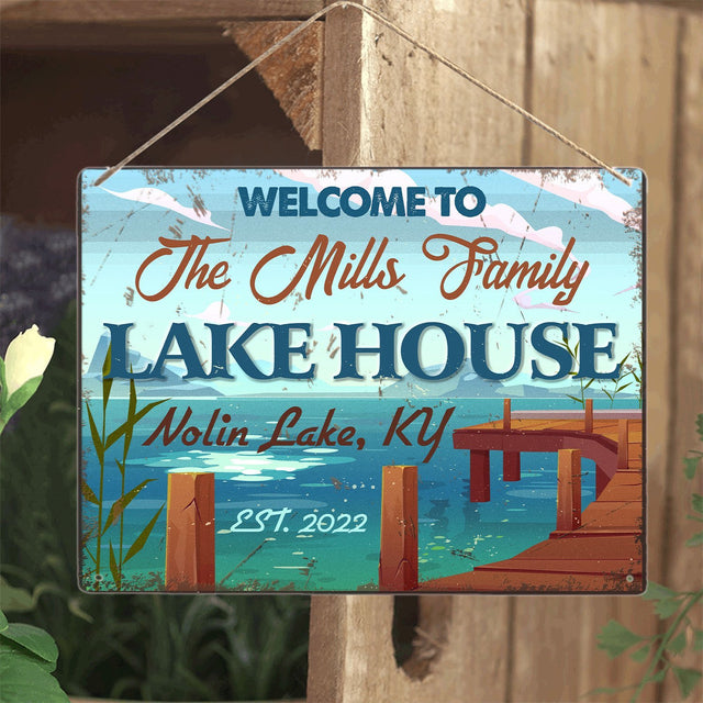 Welcome To Lake House, Custom Metal Sign