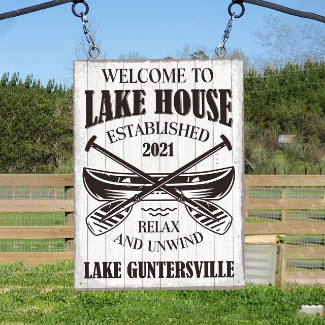 Welcome To Lake House Relax And Unwind, Custom Metal Sign