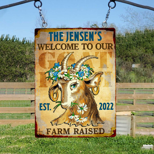 Welcome To Our Farm Raised, Customized Farm Sign