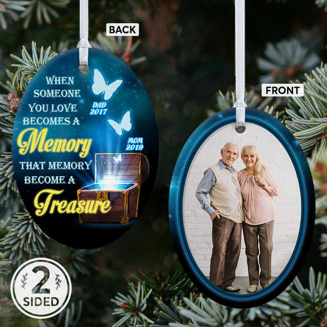 When Someone You Love Becomes A Memory That Memory Become A Treasure Memorial Decorative Christmas Oval Ornament 2 Sided