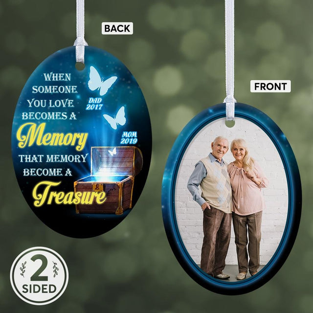 When Someone You Love Becomes A Memory That Memory Become A Treasure Memorial Decorative Christmas Oval Ornament 2 Sided