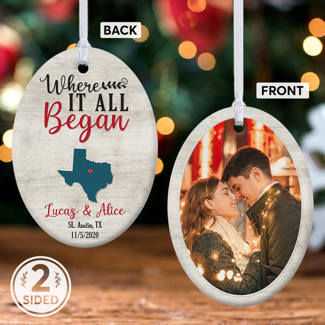 Where It All Began Custom Decorative Christmas Oval Ornament 2 Sided
