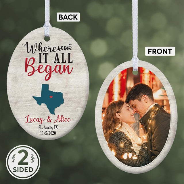 Where It All Began Custom Decorative Christmas Oval Ornament 2 Sided