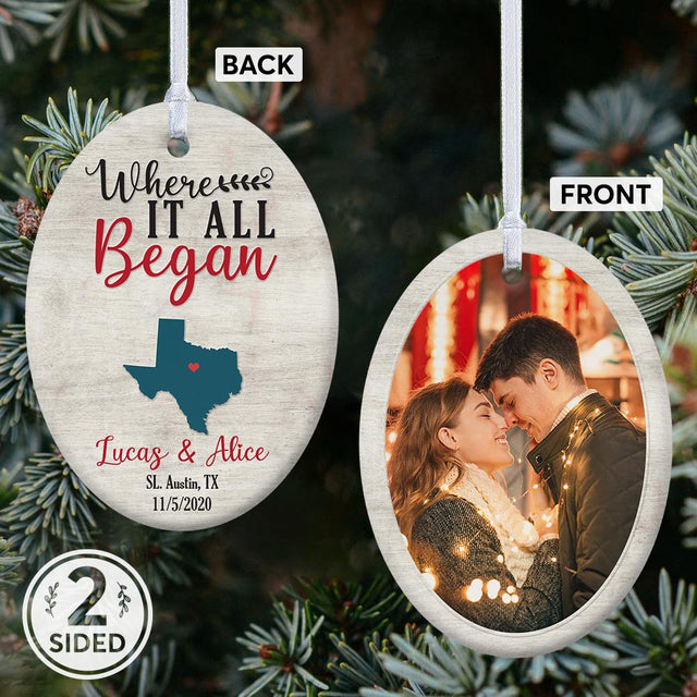 Where It All Began Custom Decorative Christmas Oval Ornament 2 Sided