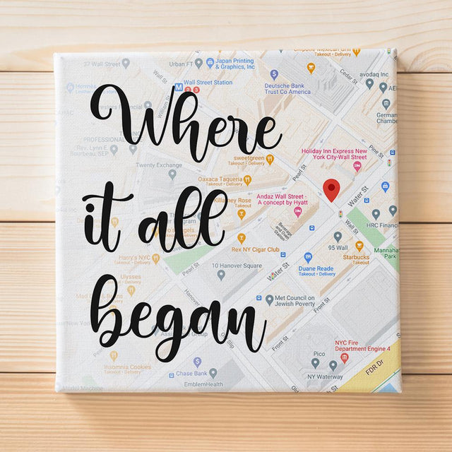 Where It All Began Custom Map Print Square Canvas