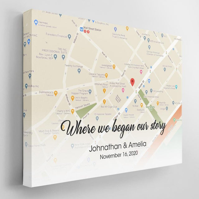 Where We Began Our Story Custom Map Print And Text Canvas