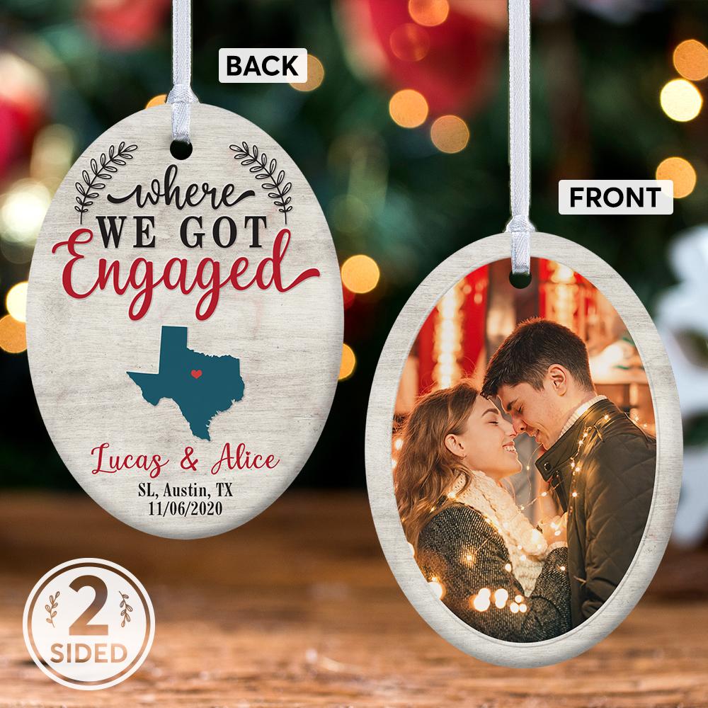 Where We Got Engaged Custom Decorative Christmas Oval Ornament 2 Sided