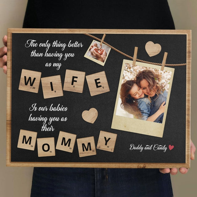 Wife And Mommy Custom Photo Collage, Personalized Name Canvas Wall Art