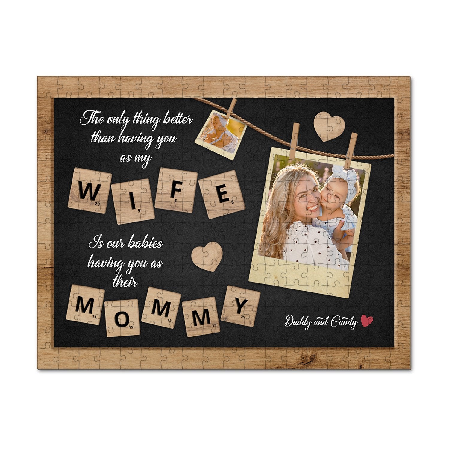 Wife And Mommy Custom Photo Collage, Personalized Name Jigsaw Puzzles