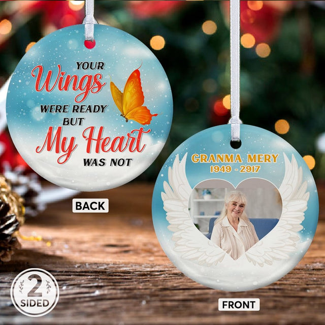 Your Wings Were Ready But My Heart Was Not Decorative Christmas Heart Ornament 2 Sided