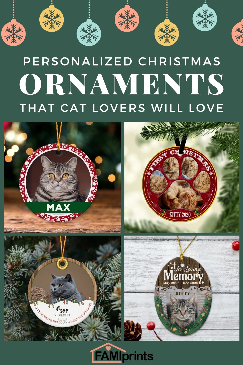Personalized Cat Christmas Ornaments | FamiPrints | Trending Personalized Family Gifts