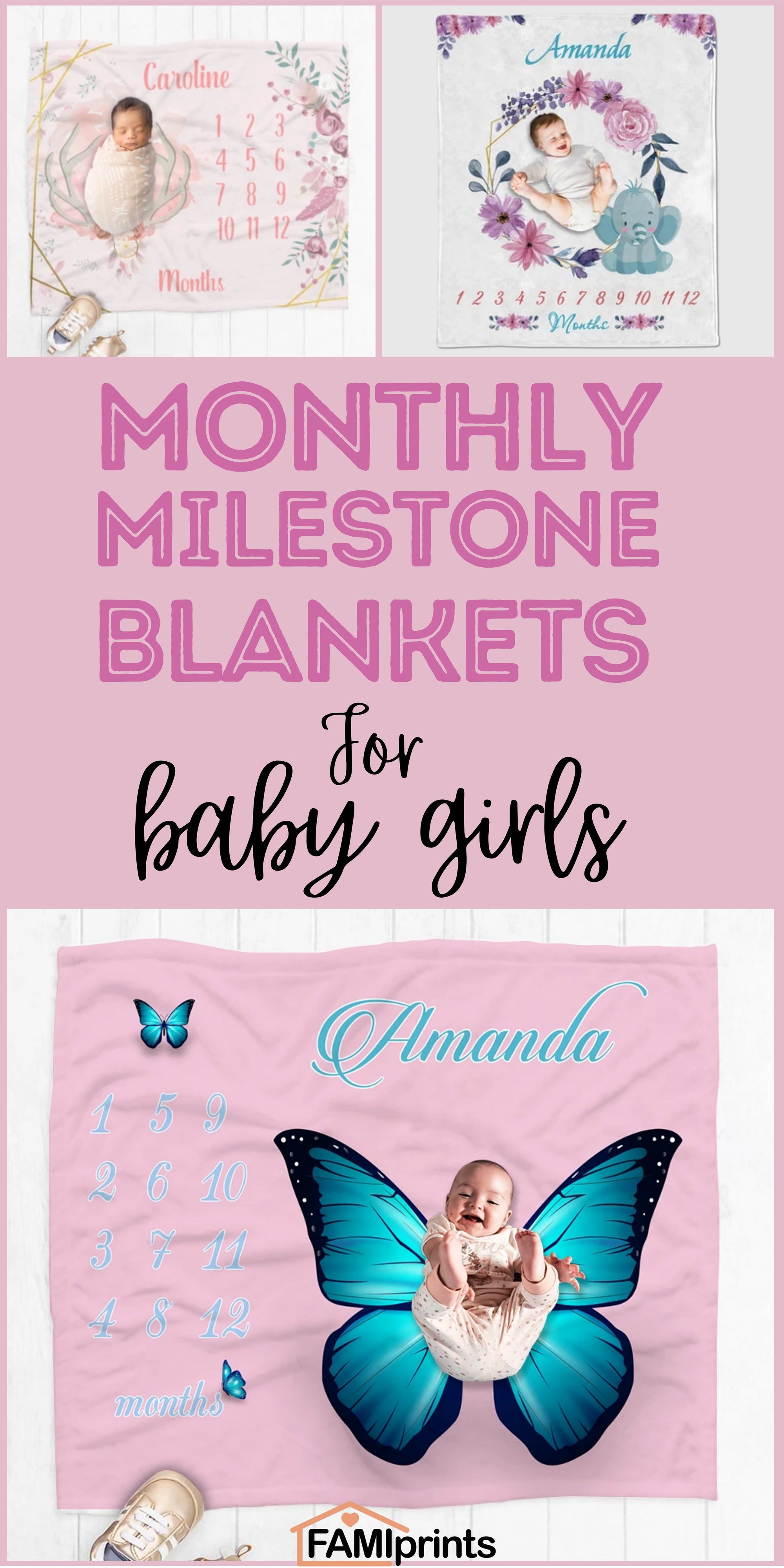 Custom Monthly Milestone Blankets For Baby Girls Best Gifts For Baby