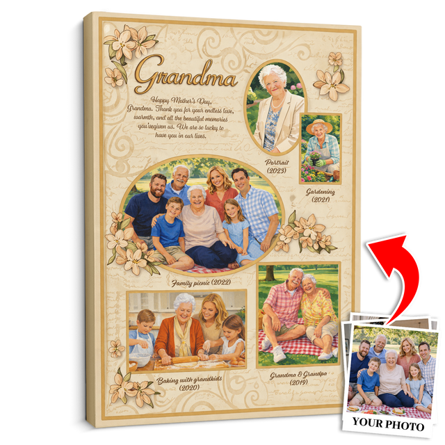 Personalized Grandma Canvas – Custom Photo Collage Gift for Grandma