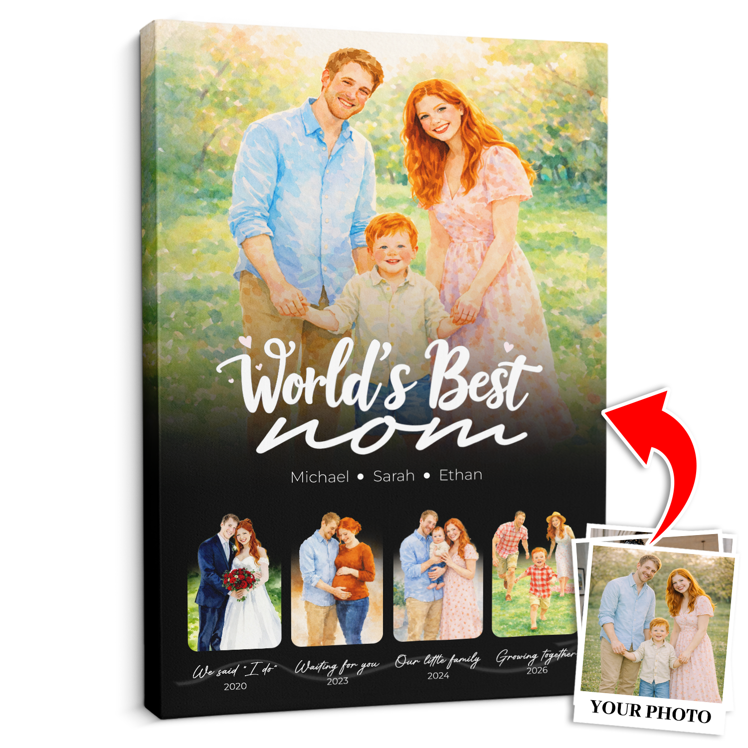 Personalized World’s Best Mom Canvas, Mother’s Day Gift