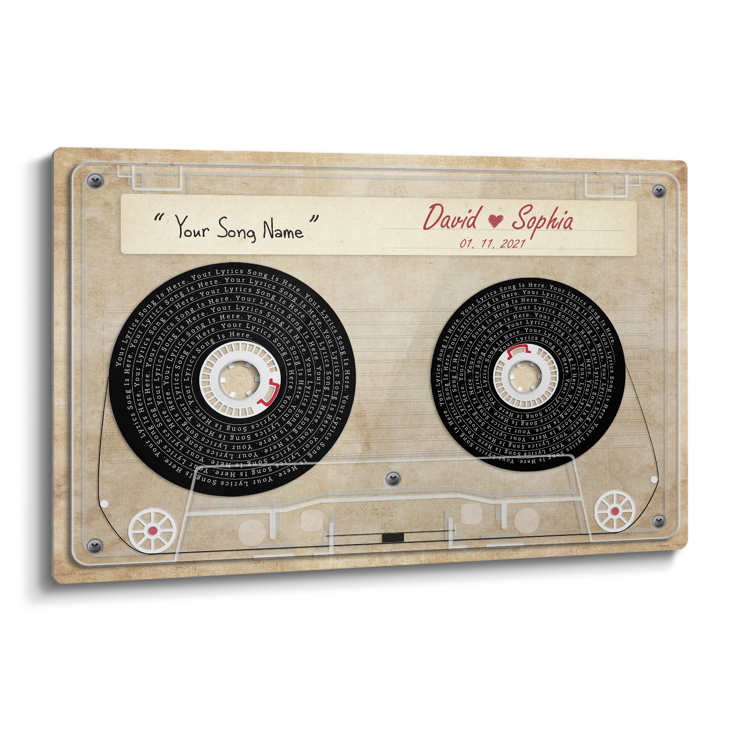 Personalized Cassette Tape Song Lyrics Metal Print