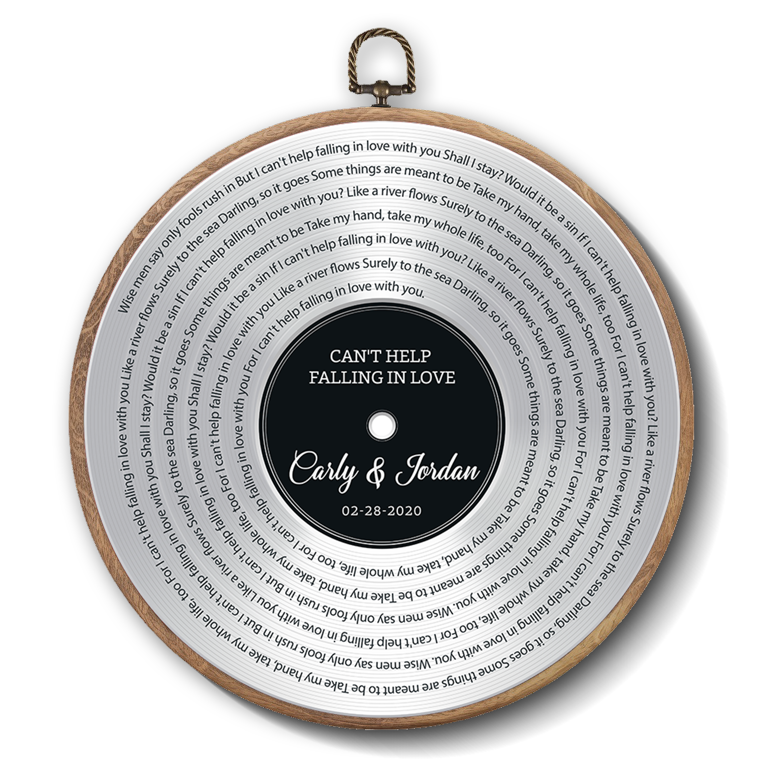 Personalized Song Lyrics Vinyl Record - Framed Round Wall Art - FLORA02