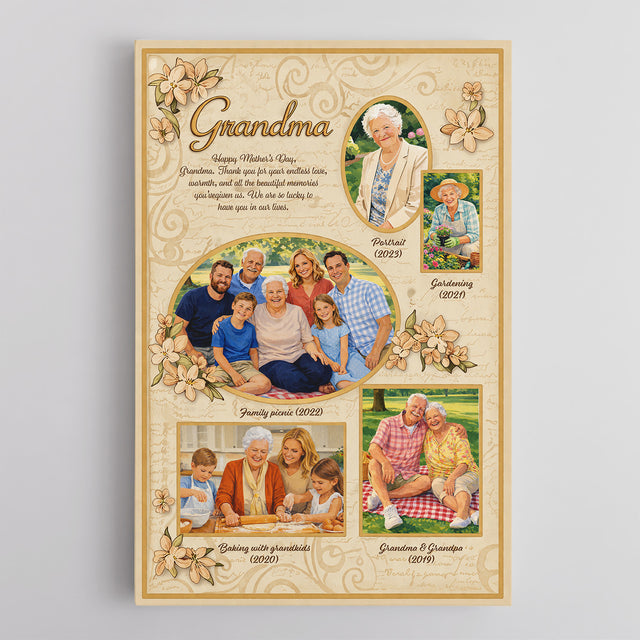 Personalized Grandma Canvas – Custom Photo Collage Gift for Grandma