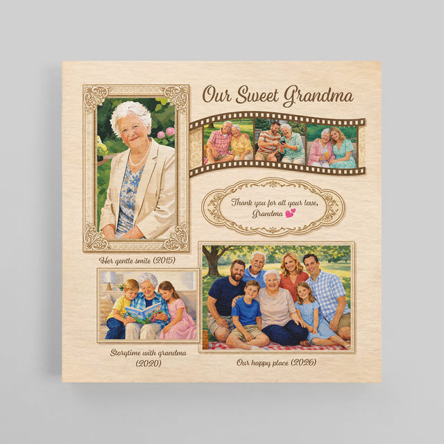 Personalized Grandma Photo Canvas – Custom Family Memory Gift for Grandma