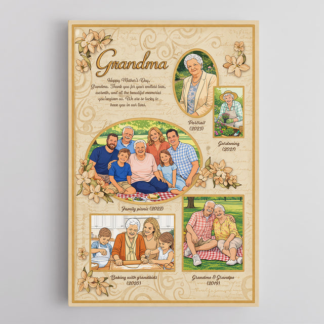 Personalized Grandma Canvas – Custom Photo Collage Gift for Grandma