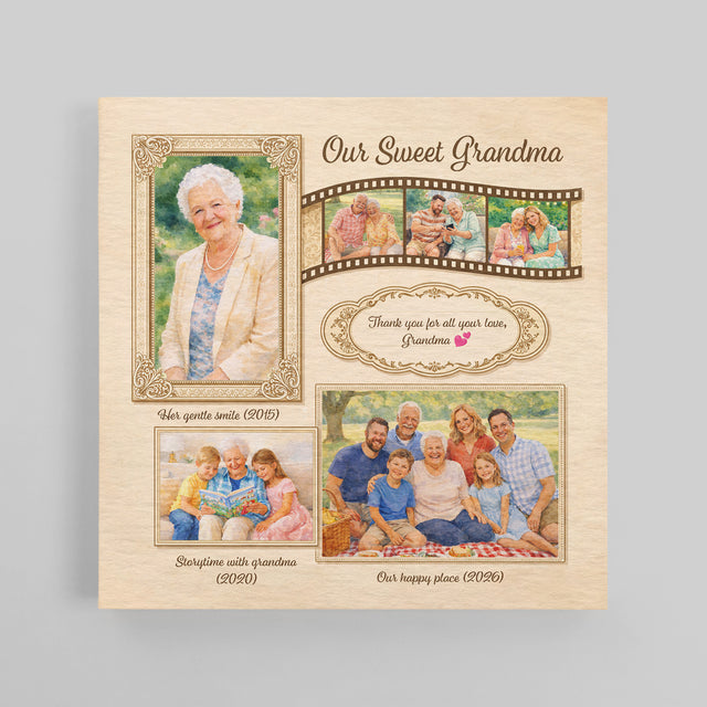Personalized Grandma Photo Canvas – Custom Family Memory Gift for Grandma