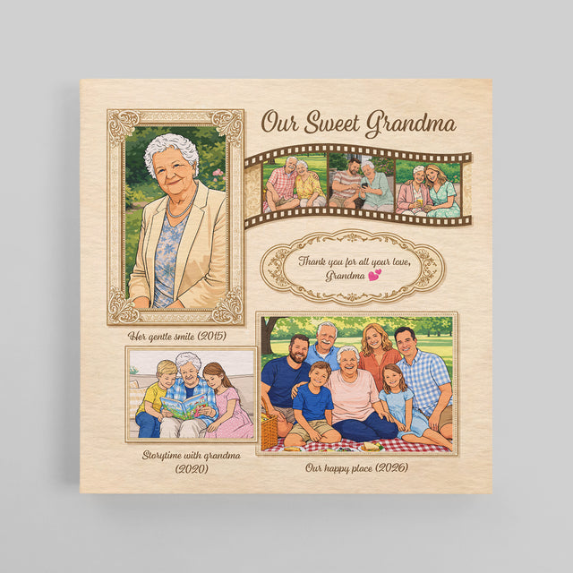 Personalized Grandma Photo Canvas – Custom Family Memory Gift for Grandma