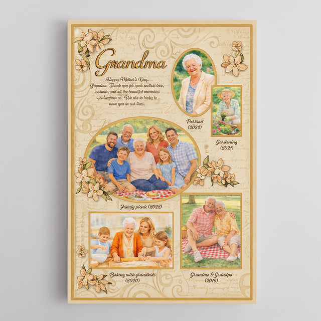 Personalized Grandma Canvas – Custom Photo Collage Gift for Grandma