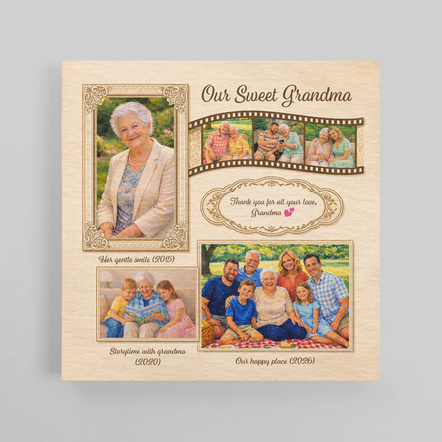 Personalized Grandma Photo Canvas – Custom Family Memory Gift for Grandma