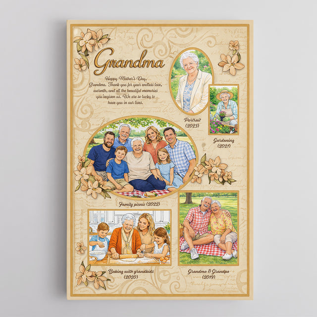 Personalized Grandma Canvas – Custom Photo Collage Gift for Grandma
