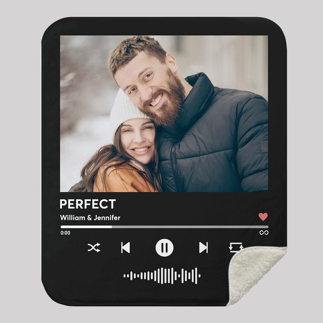 Personalized Music Blanket, Spotify-Style, Custom Photo & Name